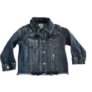 Wonder Nation Girls Blue Denim Jean Jacket Size 2T Distressed Snaps
